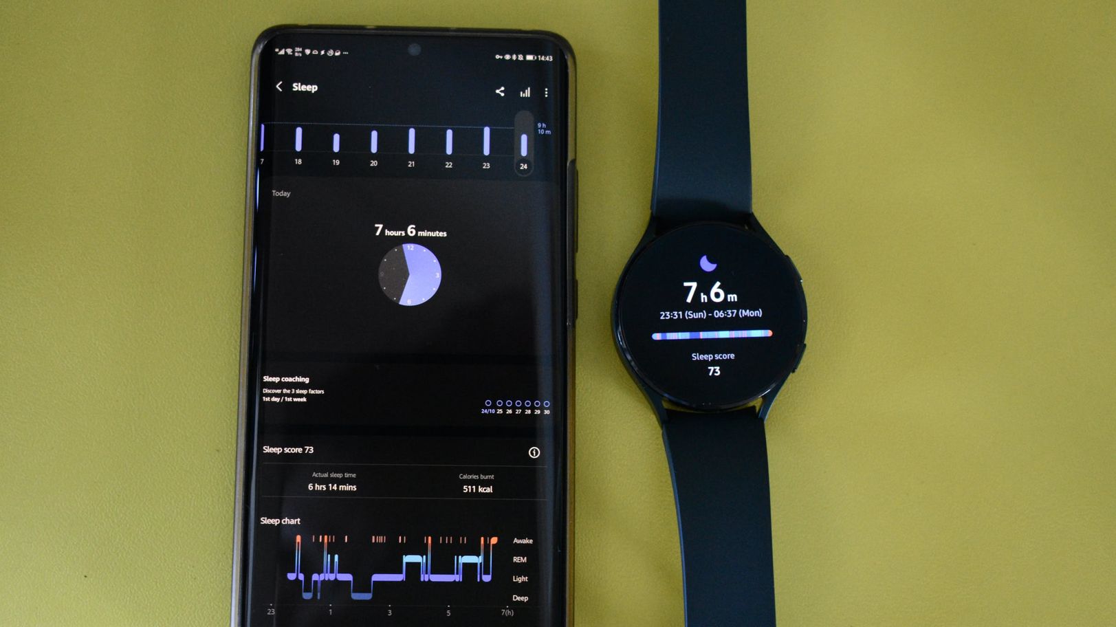 Smartwatch analizujący sen w ciągu nocy nocny pomiar snu przez smartwatch zasilany AI